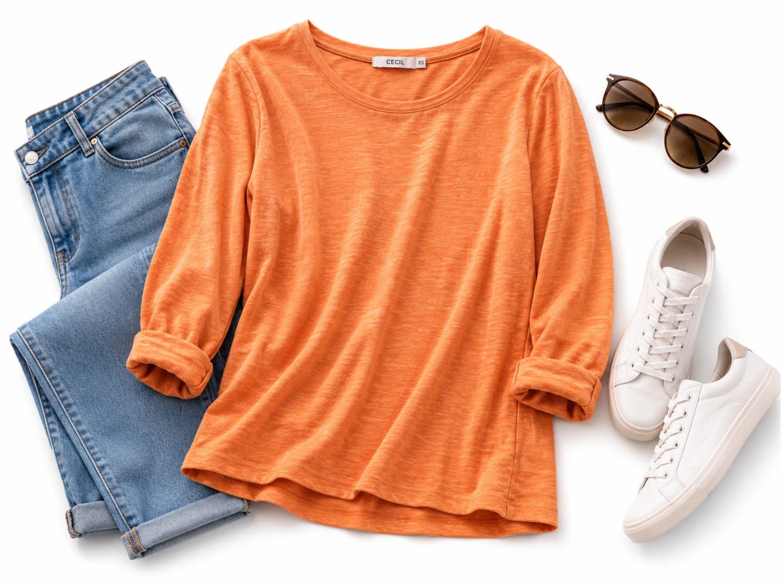 Oranje Cecil-T-shirt met 3/4 mouwen – photo 2